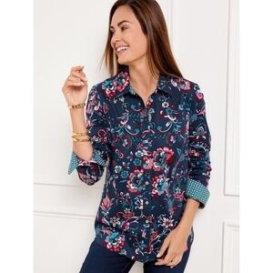 Talbots Modern Classic Shirt Beautiful Floral Blouse Button Up Size XL. EUC